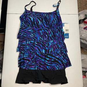 NWT Great Lengths Women's Swim Skirtini, Painted Safari Ruffle Tankini, Size 10